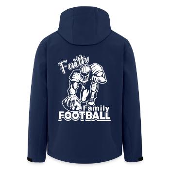 Football Faith Family Football - Men’s Recycled Softshell Jacket by Stanley/Stella - navy - Back - AI Model Male 185 light (185cm)