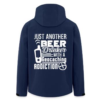 Geocaching Beer Drinker With Geocaching Addiction - Men’s Recycled Softshell Jacket by Stanley/Stella - navy - Back - AI Model Male 185 light (185cm)