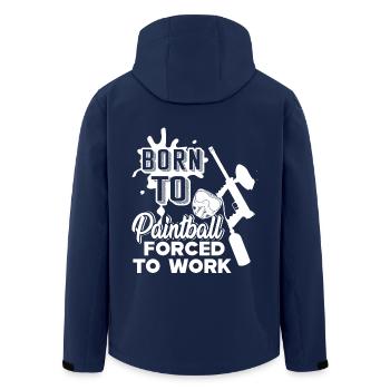 Paintball Born To Play Paintball Forced To Work - Men’s Recycled Softshell Jacket by Stanley/Stella - navy - Back - AI Model Male 185 light (185cm)