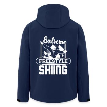 Skiing Extreme Freestyle Skiing - Men’s Recycled Softshell Jacket by Stanley/Stella - navy - Back - AI Model Male 185 light (185cm)