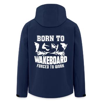 Wakeboarding Born To Wakeboarding Forced To Work - Men’s Recycled Softshell Jacket by Stanley/Stella - navy - Back - AI Model Male 185 light (185cm)