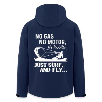 Kitesurfing No Gas No Motor - Men’s Recycled Softshell Jacket by Stanley/Stella - navy - Back - AI Model Male 185 light (185cm)