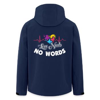 Autism Awareness Heartbeat Love Needs No Words - Men’s Recycled Softshell Jacket by Stanley/Stella - navy - Back - AI Model Male 185 light (185cm)