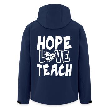 Autism Awareness Hope Love Teach Autism - Men’s Recycled Softshell Jacket by Stanley/Stella - navy - Back - AI Model Male 185 light (185cm)