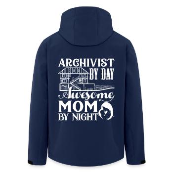 Archivist By Day Mom By Night - Men’s Recycled Softshell Jacket by Stanley/Stella - navy - Back - AI Model Male 185 light (185cm)