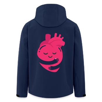Hug A Heart Awesome Peace Sign Valentine Day - Men’s Recycled Softshell Jacket by Stanley/Stella - navy - Back - AI Model Male 185 light (185cm)