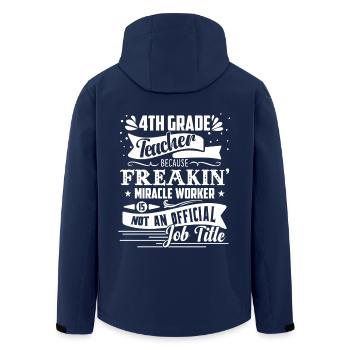 4th Grade Teacher Job Title - Men’s Recycled Softshell Jacket by Stanley/Stella - navy - Back - AI Model Male 185 light (185cm)