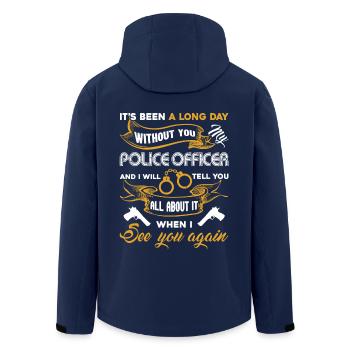 Funny Police Officer Tee - Men’s Recycled Softshell Jacket by Stanley/Stella - navy - Back - AI Model Male 185 light (185cm)