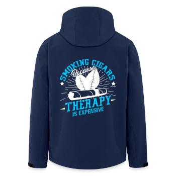 Cigar Smoking Because Therapy Is Expensive - Men’s Recycled Softshell Jacket by Stanley/Stella - navy - Back - AI Model Male 185 light (185cm)