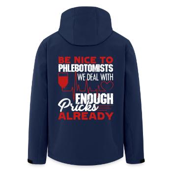 Phlebotomist Be Nice To Phlebotomists - Men’s Recycled Softshell Jacket by Stanley/Stella - navy - Back - AI Model Male 185 light (185cm)