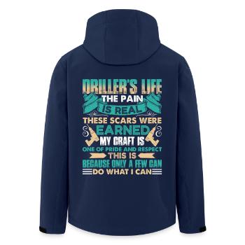 Driller's Life The Pain Is Real - Men’s Recycled Softshell Jacket by Stanley/Stella - navy - Back - AI Model Male 185 light (185cm)