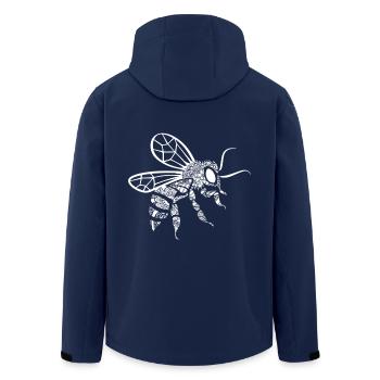 Bee Bee Floral Pattern - Men’s Recycled Softshell Jacket by Stanley/Stella - navy - Back - AI Model Male 185 light (185cm)