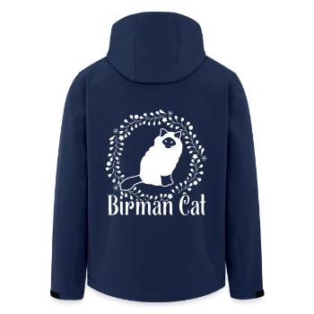 Birman Cat Floral Pattern - Men’s Recycled Softshell Jacket by Stanley/Stella - navy - Back - AI Model Male 185 light (185cm)