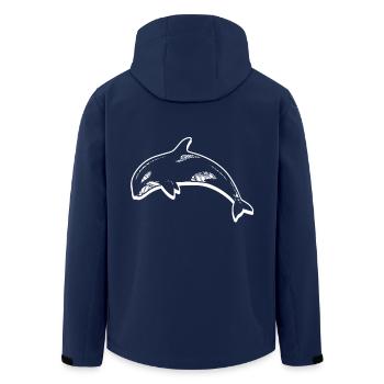 Killer Whale Floral Pattern - Men’s Recycled Softshell Jacket by Stanley/Stella - navy - Back - AI Model Male 185 light (185cm)