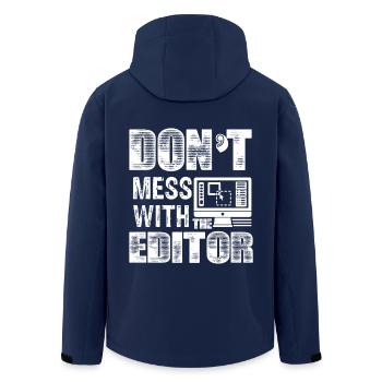 Editor Don't Mess With The Editor - Men’s Recycled Softshell Jacket by Stanley/Stella - navy - Back - AI Model Male 185 light (185cm)