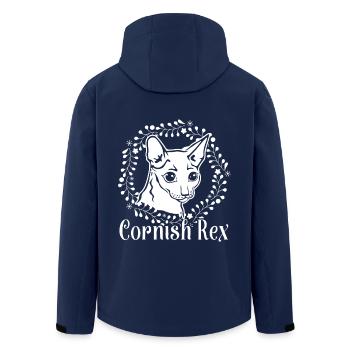 Cornish rex cat Floral Pattern - Men’s Recycled Softshell Jacket by Stanley/Stella - navy - Back - AI Model Male 185 light (185cm)
