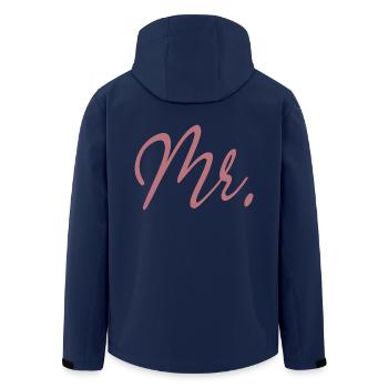 Mr. Matching Couple Engagement Wedding Honeymoon - Men’s Recycled Softshell Jacket by Stanley/Stella - navy - Back - AI Model Male 185 light (185cm)