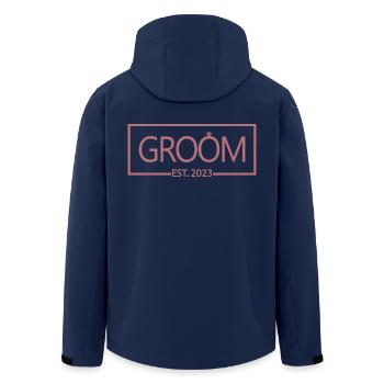 2023 - Ehemann wird Hochzeitsfeier Geschenk - Recycelte Männer Softshell-Jacke von Stanley/Stella - Navy - Hinten - AI Model Male 185 light (185cm)