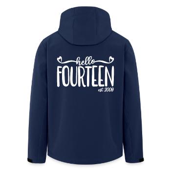 14th Birthday Women Hello Fourteen Est. 2009 - Men’s Recycled Softshell Jacket by Stanley/Stella - navy - Back - AI Model Male 185 light (185cm)