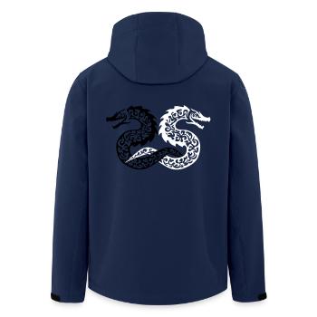 Twin Tribal Dragon - Men’s Recycled Softshell Jacket by Stanley/Stella - navy - Back - AI Model Male 185 light (185cm)