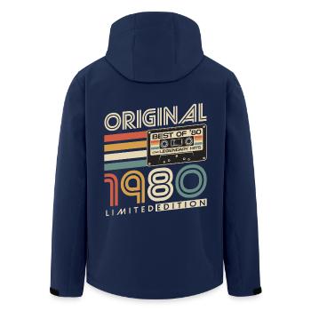 1980 ' s Vintage Born Vintage Rétro Anniversaire - Veste softshell homme en polyester recyclé Stanley/Stella - marine - Dos - AI Model Male 185 light (185cm)