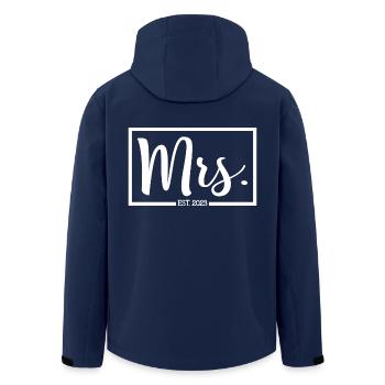 Mme Est. 2023 Fiançailles Mariage Douche nuptiale - Veste softshell homme en polyester recyclé Stanley/Stella - marine - Dos - AI Model Male 185 light (185cm)