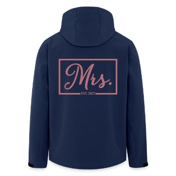 Mme Est. 2023 Fiançailles Mariage Douche nuptiale - Veste softshell homme en polyester recyclé Stanley/Stella - marine - Dos - AI Model Male 185 light (185cm)