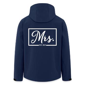 Mme Est. 2023 Fiançailles Mariage Douche nuptiale - Veste softshell homme en polyester recyclé Stanley/Stella - marine - Dos - AI Model Male 185 light (185cm)