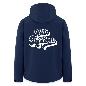 Hello Thirteen - Cute 13th Birthday 13 Years Old - Men’s Recycled Softshell Jacket by Stanley/Stella - navy - Back - AI Model Male 185 light (185cm)