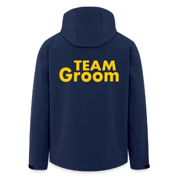 Team groom - Men’s Recycled Softshell Jacket by Stanley/Stella - navy - Back - AI Model Male 185 light (185cm)