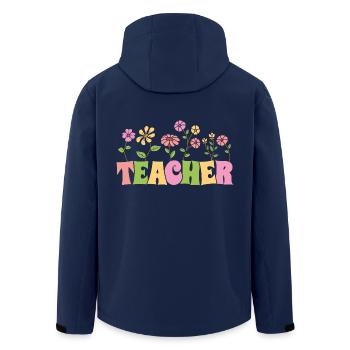 Colorful Flowers Teacher Gift For Teacher's Day - Men’s Recycled Softshell Jacket by Stanley/Stella - navy - Back - AI Model Male 185 light (185cm)