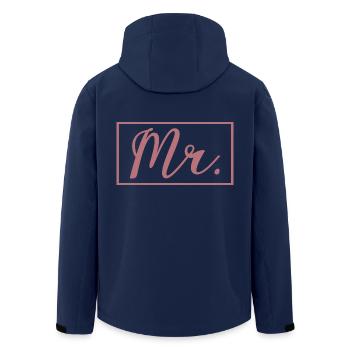 M. Couple assorti Fiançailles Mariage Lune de miel - Veste softshell homme en polyester recyclé Stanley/Stella - marine - Dos - AI Model Male 185 light (185cm)