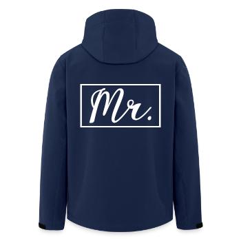 Mr. Matching Couple Engagement Wedding Honeymoon - Men’s Recycled Softshell Jacket by Stanley/Stella - navy - Back - AI Model Male 185 light (185cm)