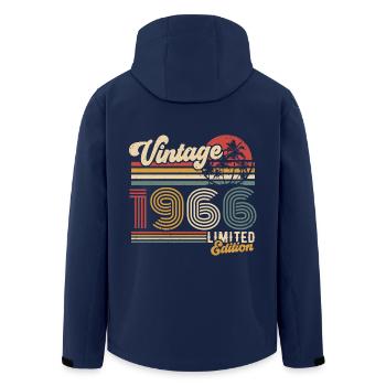 Vintage 1966 Vintage Retro Birthday Gift - Men’s Recycled Softshell Jacket by Stanley/Stella - navy - Back - AI Model Male 185 light (185cm)