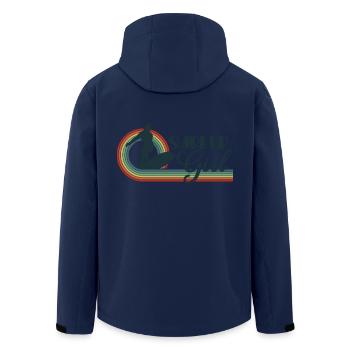 Retro Surfer Girl Surfboarder Surfing Surfboarding - Men’s Recycled Softshell Jacket by Stanley/Stella - navy - Back - AI Model Male 185 light (185cm)