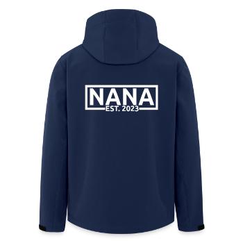 Nana Est. 2023, Grandma To Be, Pregnancy Reveal - Men’s Recycled Softshell Jacket by Stanley/Stella - navy - Back - AI Model Male 185 light (185cm)