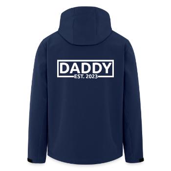 Daddy Est. 2023, Soon To Be Dad, Pregnancy Reveal - Men’s Recycled Softshell Jacket by Stanley/Stella - navy - Back - AI Model Male 185 light (185cm)
