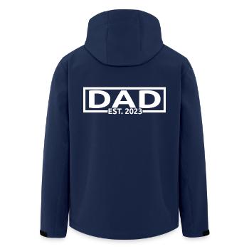Dad Est. 2023, Dad To Be, Pregnancy Announcement - Men’s Recycled Softshell Jacket by Stanley/Stella - navy - Back - AI Model Male 185 light (185cm)