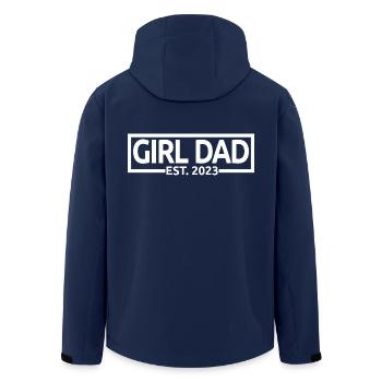 Girl Dad Est. 2023 Baby Shower Pregnancy Reveal - Men’s Recycled Softshell Jacket by Stanley/Stella - navy - Back - AI Model Male 185 light (185cm)