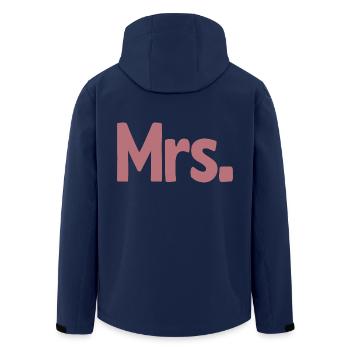 Mrs. Matching Couple Engagement Wedding Honeymoon - Men’s Recycled Softshell Jacket by Stanley/Stella - navy - Back - AI Model Male 185 light (185cm)