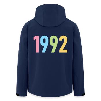 Jahr 1992, 30 Jahre alt, Geschenk zum 30. Geburtstag - Recycelte Männer Softshell-Jacke von Stanley/Stella - Navy - Hinten - AI Model Male 185 light (185cm)