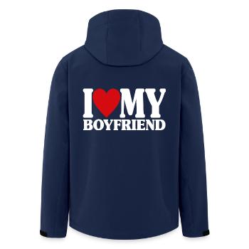 Ich liebe meinen Freund Passendes Valentinstagsgeschenk - Recycelte Männer Softshell-Jacke von Stanley/Stella - Navy - Hinten - AI Model Male 185 light (185cm)