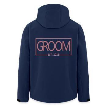 2023 Verlobungsgeschenk Hochzeit des Bräutigams - Recycelte Männer Softshell-Jacke von Stanley/Stella - Navy - Hinten - AI Model Male 185 light (185cm)