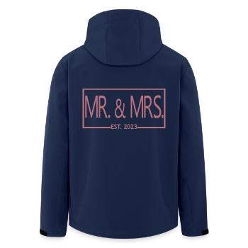 Mr. & Mrs. Est. 2023 - Cadeau de mariage hommes et femmes - Veste softshell homme en polyester recyclé Stanley/Stella - marine - Dos - AI Model Male 185 light (185cm)