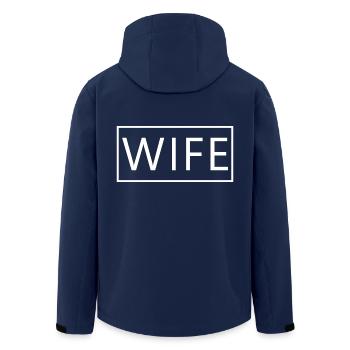 Wife Matching Couple Engagement Wedding Honeymoon - Men’s Recycled Softshell Jacket by Stanley/Stella - navy - Back - AI Model Male 185 light (185cm)