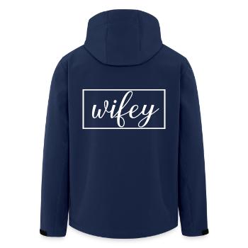 Wifey Matching Couple Engagement Wedding Honeymoon - Men’s Recycled Softshell Jacket by Stanley/Stella - navy - Back - AI Model Male 185 light (185cm)