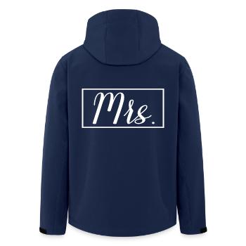 Mrs. Matching Couple Engagement Wedding Honeymoon - Men’s Recycled Softshell Jacket by Stanley/Stella - navy - Back - AI Model Male 185 light (185cm)