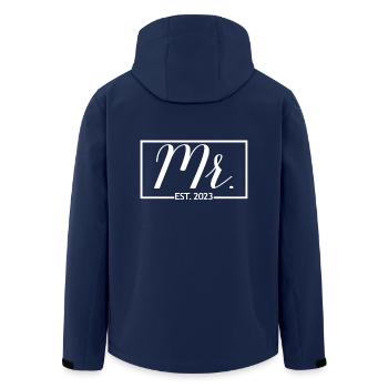 M. Est. 2023 Fiançailles pour la fête de mariage du marié - Veste softshell homme en polyester recyclé Stanley/Stella - marine - Dos - AI Model Male 185 light (185cm)