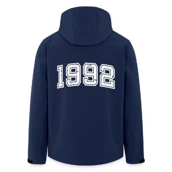 Jahr 1992, 30 Jahre alt, Geschenk zum 30. Geburtstag - Recycelte Männer Softshell-Jacke von Stanley/Stella - Navy - Hinten - AI Model Male 185 light (185cm)