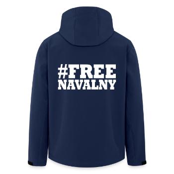 Free navalny - Men’s Recycled Softshell Jacket by Stanley/Stella - navy - Back - AI Model Male 185 light (185cm)